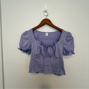 SHEIN Lavender Eyelet Ruffle Top size 16